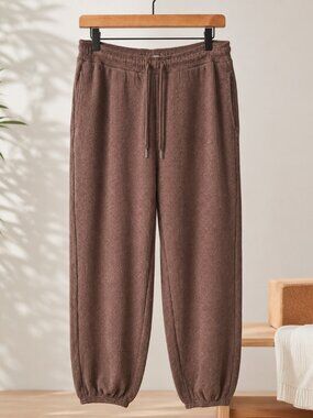 Athleta Tranquil Mid Rise Waffle Jogger Pants Large Brown NWOT